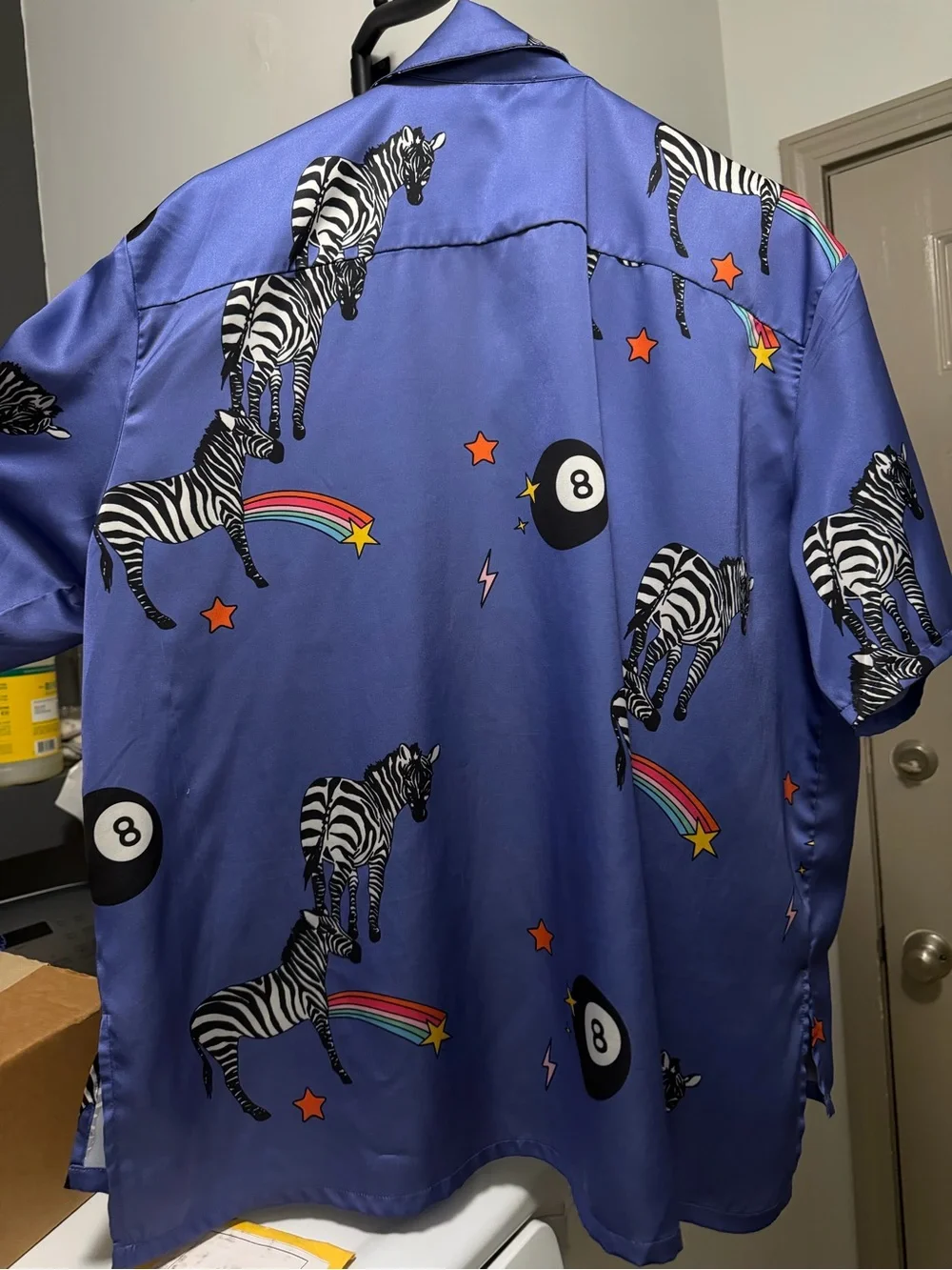 Dressed in LALA Blue Zebra Print Skirt Set with Rainbow & 8-Ball Motifs